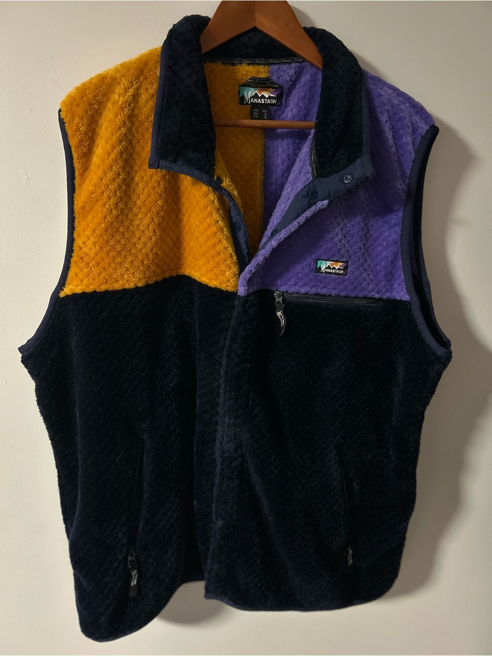 Manastash Poppy Thermal Fleece Colorblock Vest - Size US XL (JPN XXL)